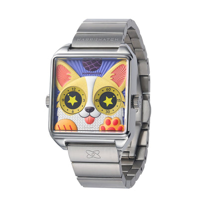 HappieWatch The Corgi Modern Dog Watch in Silver HappieWatch