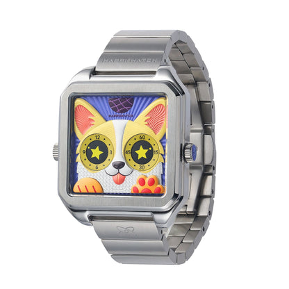 HappieWatch The Corgi Modern Dog Watch in Silver HappieWatch