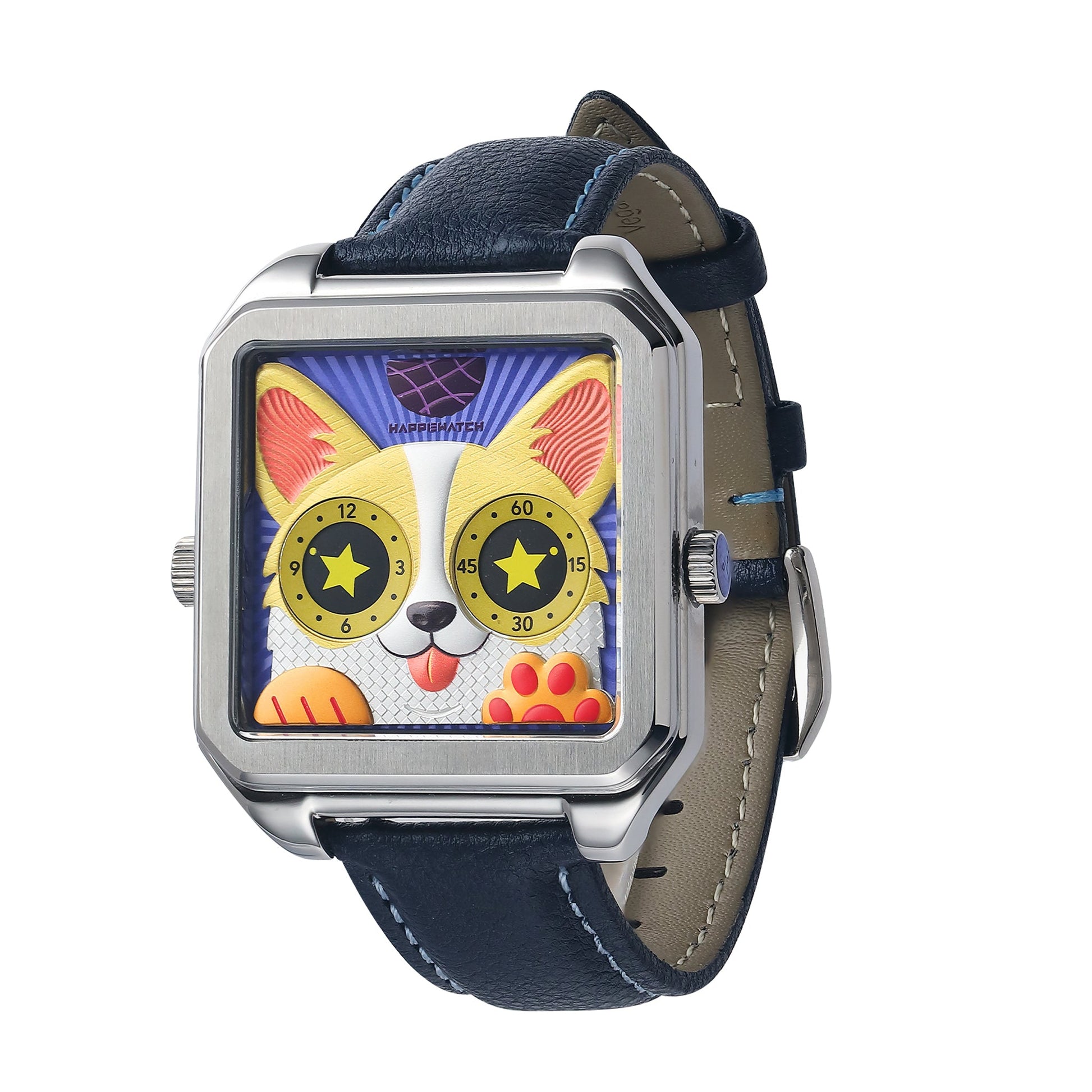 HappieWatch The Corgi Modern Dog Watch in Silver HappieWatch