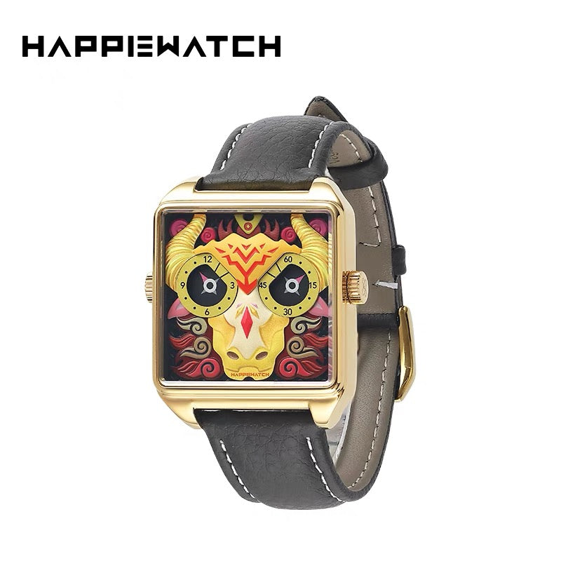 Happiewatch The Sacred Bull of Five Colors — Power Meets Art HappieWatch
