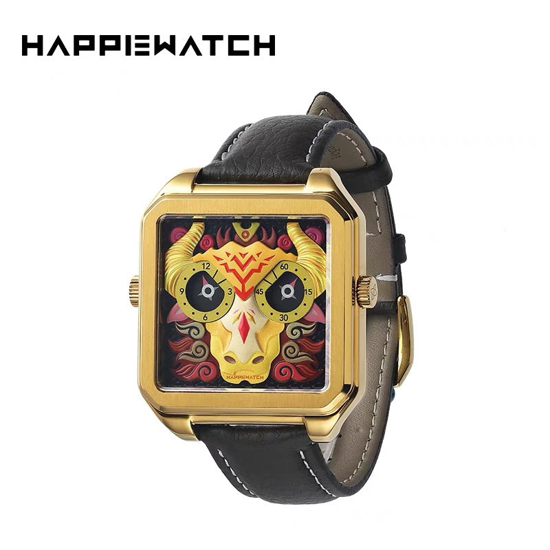 Happiewatch The Sacred Bull of Five Colors — Power Meets Art HappieWatch