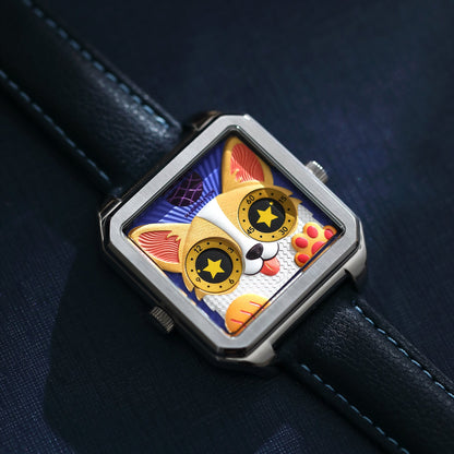 HappieWatch The Corgi Modern Dog Watch in Silver HappieWatch