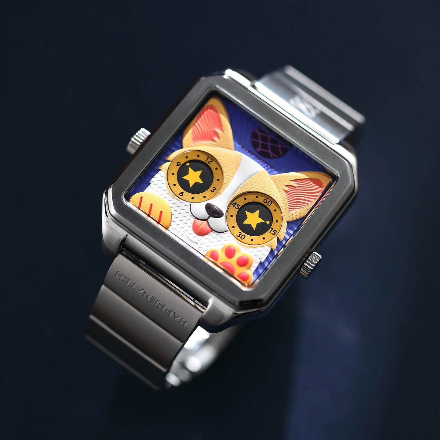 HappieWatch The Corgi Modern Dog Watch in Silver HappieWatch