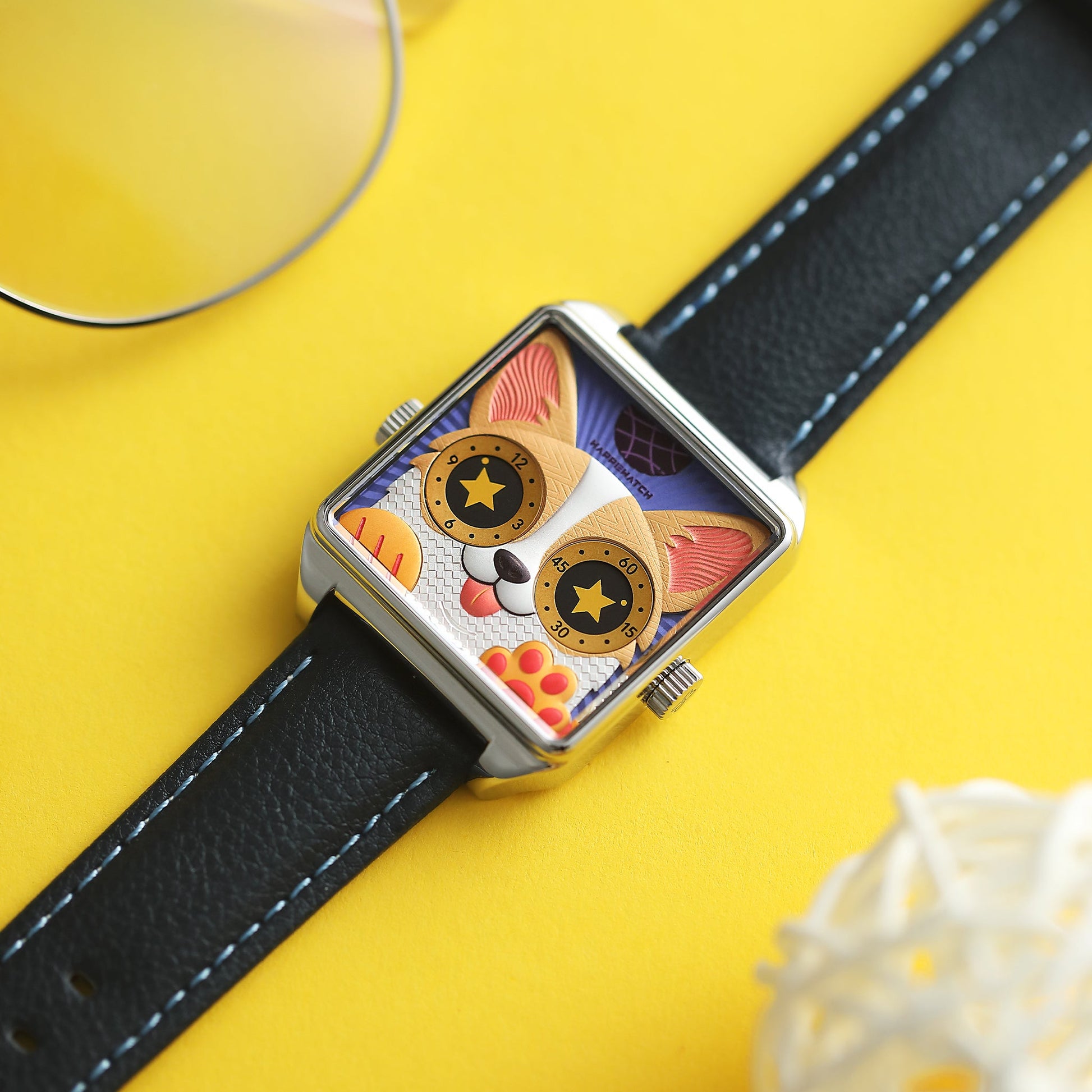 HappieWatch The Corgi Modern Dog Watch in Silver HappieWatch